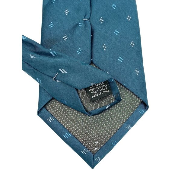 George Men's Tie Necktie Blue 100% Polyester 3.50" W by 59" L - Picture 5 of 5